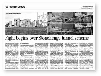 Fight begins over Stonehenge tunnel scheme, Independent, 2004